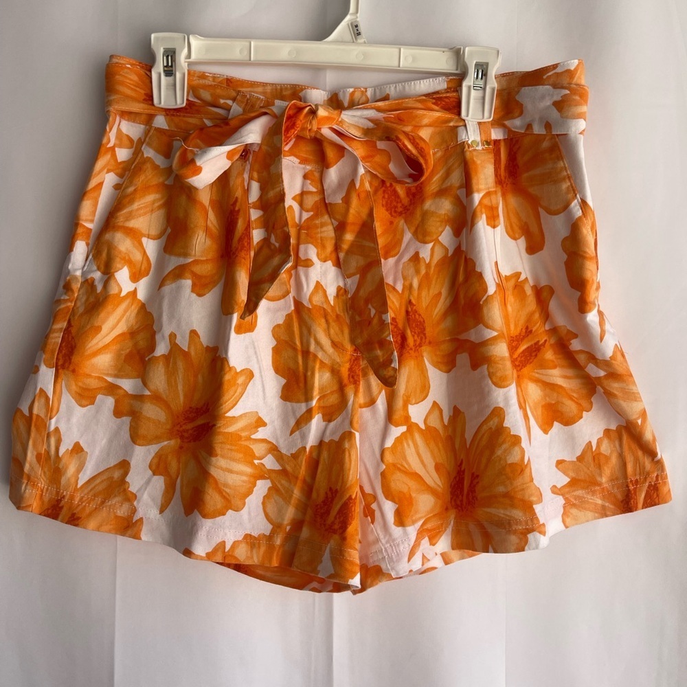 INC International Concepts Orange Floral High Waist Shorts